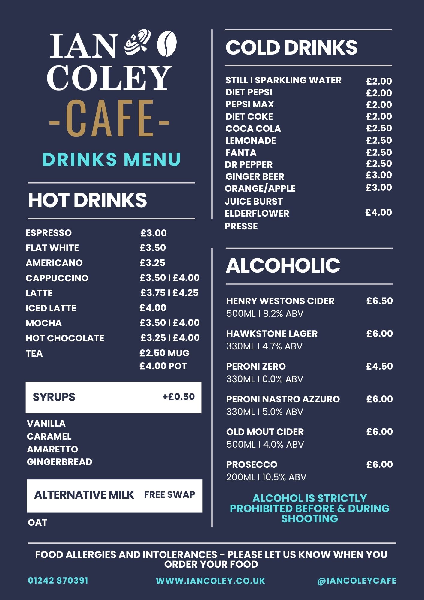 NEW CAFE MENUS